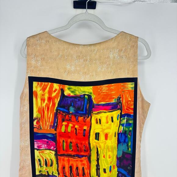 Sweet Miss Womens Shift Mini Dress Size L Satin Abstract Art to Wear Colorful - Picture 7 of 8